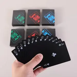 3-piece premium waterproof poker card set - elegant black cards paired with red, blue, and green PVC poker cards, classic plastic poker cards, perfect for magic shows, casino games, collectibles and holiday gifts, adult party entertainment