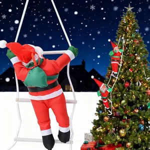 Christmas Santa Climbing Ladder Hanging Decoration, Festive Window Display Prop, Home Decor Scene Setup, Holiday Party Accessory