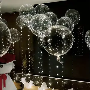 10/20 Pack LED Balloons, 20 Inches Light Up Balloons, Clear Helium Bobo Balloons, Glow Bubble With String Lights for Valentines Day, Halloween, Christmas, Wedding, Birthday Party Decoration