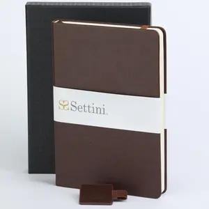 SETTINI Hardcover Vegan Leather, Thick 120gsm, 192 Pages, Lined Paper | Pen Loop Holder | Gift Box (Mocha Brown)