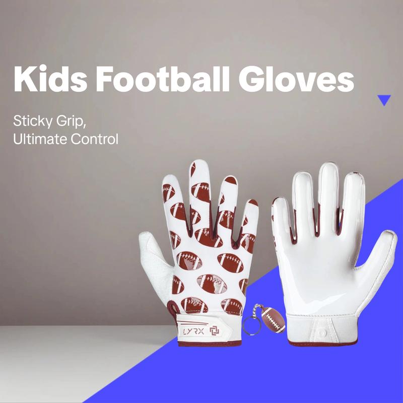 Kids Football Receiver Gloves – Sticky Grip Youth Sports Gloves for Boys & Girls, Comfortable Stretch Fit, Size L (6.5")