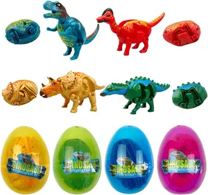 4 Pack Jumbo Dinosaur Easter Eggs – Pre‑Filled Easter Egg Fillers with Dinosaur Toys for Kids, Easter Basket Stuffers & Party Favors