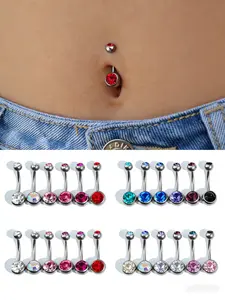 11PCS Belly button piercing (11 colors) 16G 14G Stainless steel Silver Curved barbell Banana barbell Belly piercing jewelry Body piercing jewelry