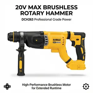 DeWalt DCH263 20V Brushless Rotary Hammer Drill for Concrete Drilling with 3.0J Impact Energy