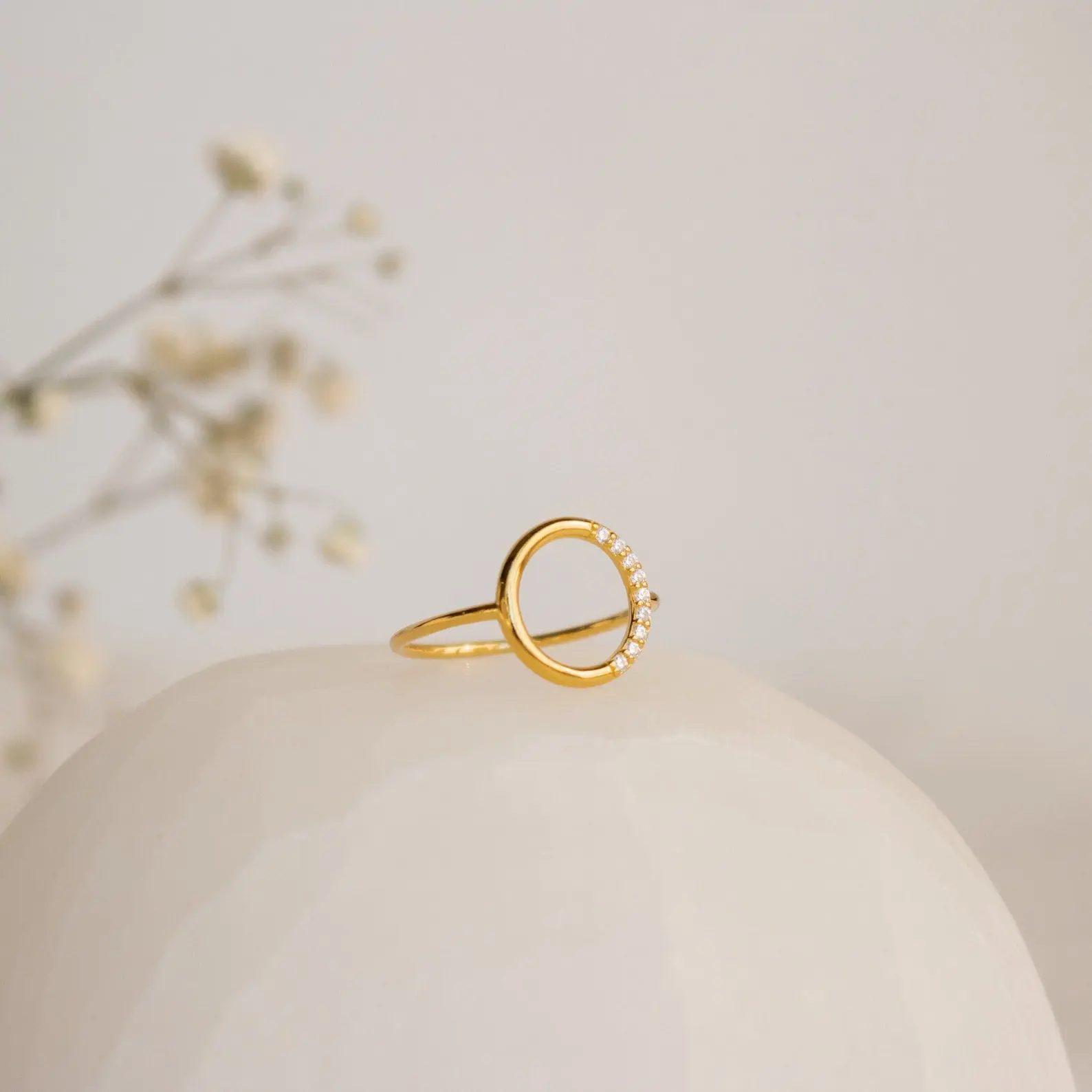 Pave Open Circle Ring by Caitlyn Minimalist - Dainty Geometric Diamond Ring in Gold - Minimalist Jewelry - Gift for Girlfriend