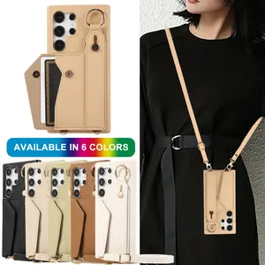 Phone Case with Card Slot & Zipper Pocket & Lanyard, 1 Count Phone Wallet Case with Wrist Strap, Phone Accessories for Samsung Galaxy A15 S24 S23 Cover