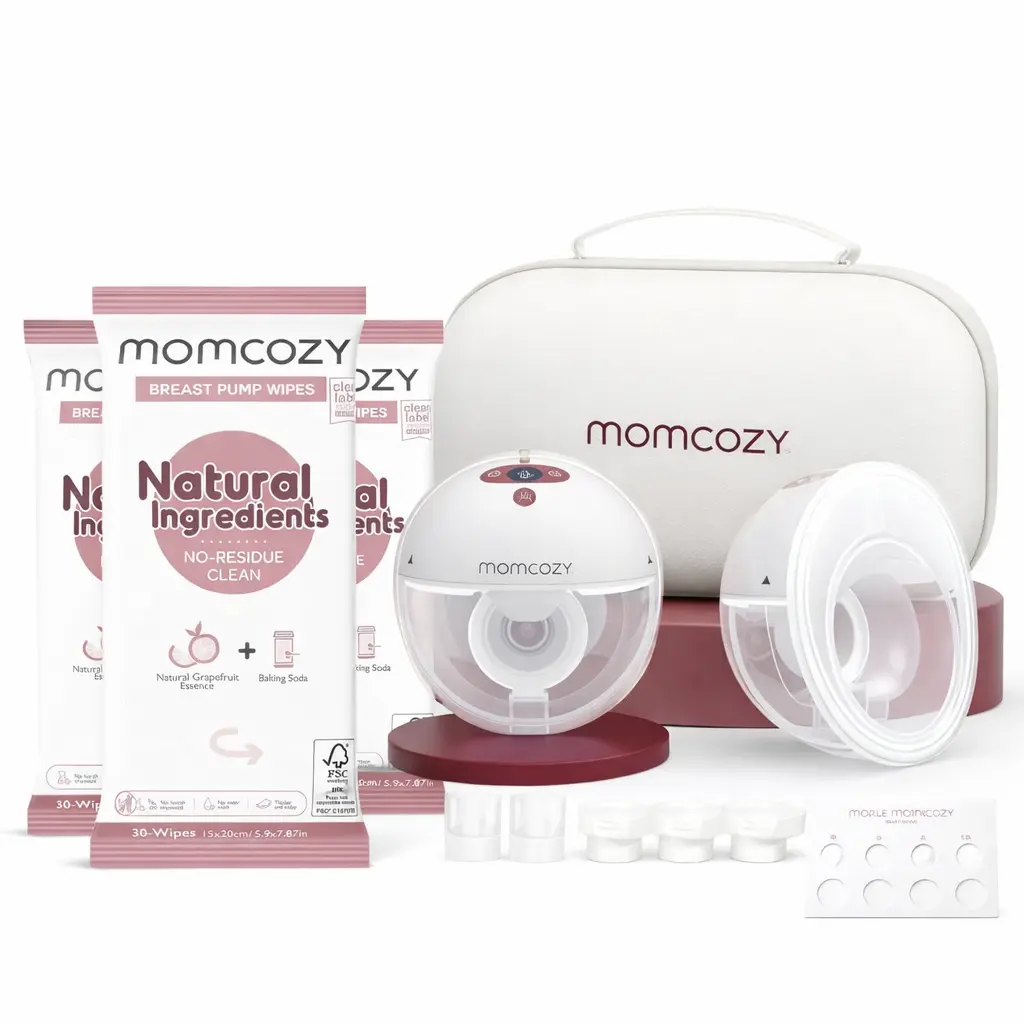 Momcozy Breast Pump Hands Free M5 & Momcozy Wipes for breastfeeding Moms 30 Counts Momcozy Breast Pump Hands Free M5 & Momcozy Wipes for breastfeeding Moms 30 Counts
