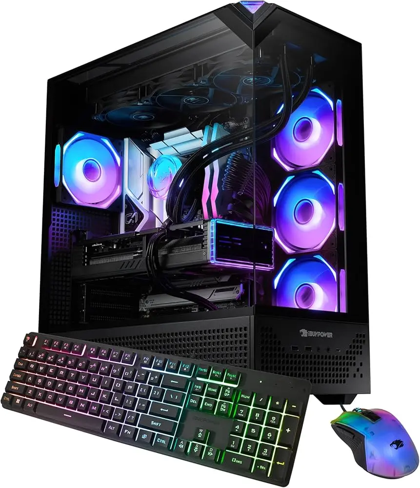 Black Gaming PC Desktop Computer Intel Core i9 14900KF CPU, NVIDIA GeForce RTX 5070 12GB GPU, 32GB DDR5 RGB RAM, 2TB NVMe SSD, Windows 11 Home