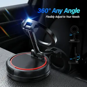 360° Adjustable Foldable Magnetic Car Phone Mount, Strong Sticky Base Universal MagSafe Phone Holder for Dashboard Windshield Window Fits All Smartphones & Cases