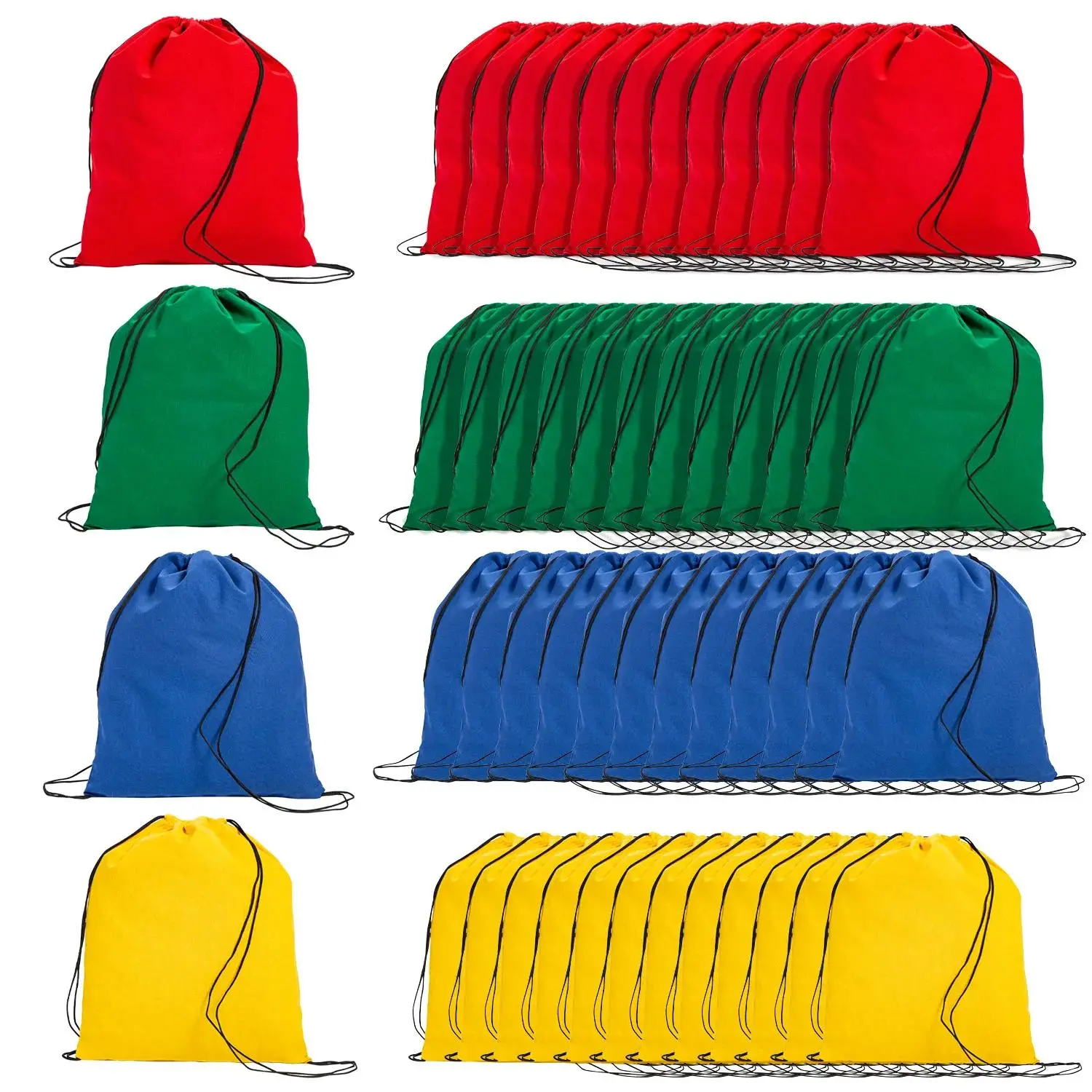 14 3/4" x 17 1/4" Bulk 72 Pc. Large Bright Canvas Drawstring Bags