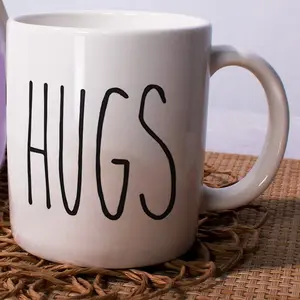 Rae Dunn Mug, Hugs Mug, Inspired Mug, Ceramic Coffee Mug