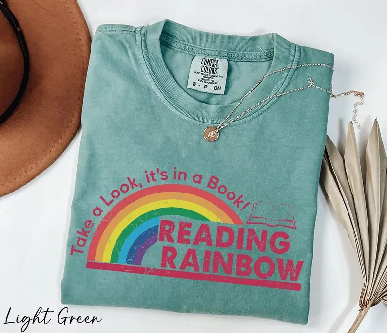 Comfort Colors 'Take a Look It's in a Book' Heritage Graphic Tee, Aesthetic Reading Rainbow Spirit Shirt, Radiant Book Lover Top, Thoughtful Librarian Book Club Gift Heritage Apparel