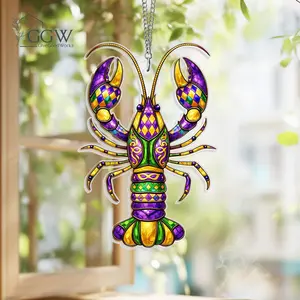 Louisiana Crawfish Acrylic Suncatcher, Mardi Gras Crawfish Suncatcher, Louisiana Mardi Grass Home Decor, New Orleans Decor, Mardi Gras Decor