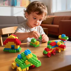 104PCS Dinosaur & Car not-Magnetic Building Blocks Set - STEM Educational DIY Creative Toys with Smooth Edges, Safe Durable Soft Bricks for Kids 6+, Perfect Birthday/Christmas Gift