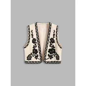 Cider [size 2-26] Cropped V-Neck Floral Vest