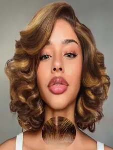 Honey Blonde Bob Wig, Human Hair Ombre Body Wave Lace Front Wig, 13x4 Lace Closure, Natural Looking, Ideal for Women, Easy to Style, Lace Closure Wigs