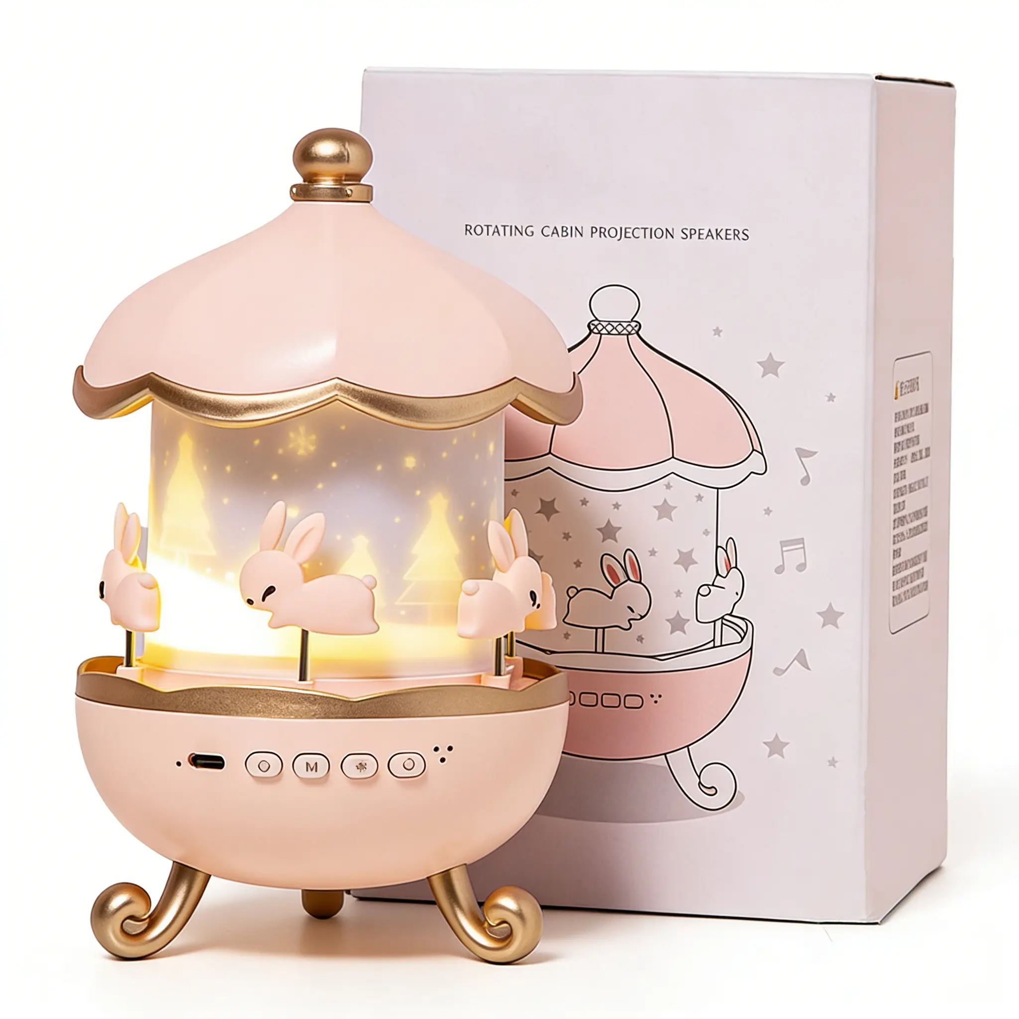 AMYTHYLLA Night Light Projector for Kids 6 Films 3 Lighting Modes 3 Vibrant Hues Touch Control Remote Timer Pink Bunny Carousel Toy Birthday Gifts for Girls Ages 3-10