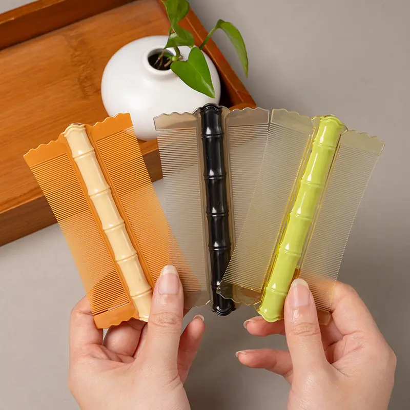 2 Pack Fine Tooth Lice Comb, Double Sided Nit Removal Comb with Bamboo Handle, Scalp Cleaning Comb for Adults & Kids