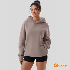 OQQ Women's Hooded Pullover Sweatshirt - Long Sleeve - Fashionable Fall/Winter Top with Front Pockets Design
