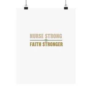 Christian Nurse Wall Art, Nurse Strong Faith Stronger Print, Faith Quote Poster, Nursing Gift, RN CNA Decor