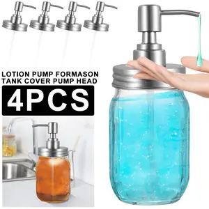 Mason Jar Soap Dispenser Lid with Pump, Stainless Steel, Gasket Leakproof, Replacement for Soap Dispenser, 3.9 Inch Tube Containers Minimalist Silver