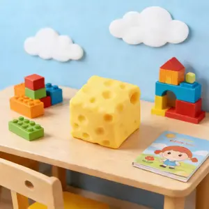 Cheese Block Squishy - Slow-Rising Stress Relief Fidget Item, Sensory Party Gift for Kids & Adults (Ideal for Home, Festive & Party Supplies)
