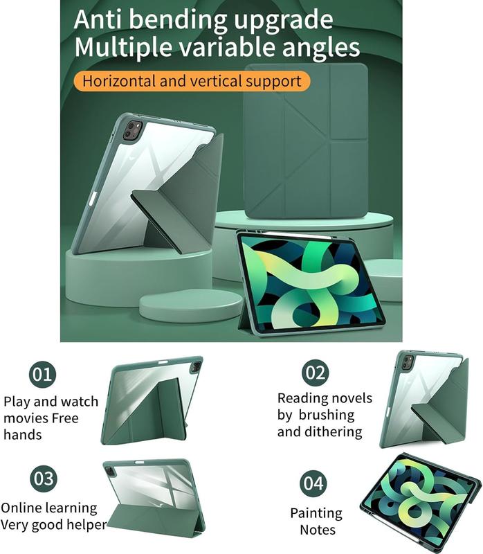 TechGuard iPad Air 11 Inch Case(Not iPad 10 and 11) for 7th/6th/5th/4th Gen, Auto Sleep/Wake Tri-Fold Stand, Soft TPU Protection, Magnetic Closure, Shockproof Tablet Casing with Pen Holder