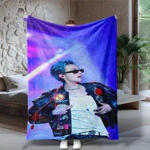Korean Boy Band G-Dragon Print Flannel Fleece Blanket, Soft Lightweight Warm, Ideal Gift for Women Girls, Perfect for Bedroom Living Room Decor
