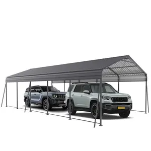 Metal Carport 13x26.5 FT Heavy Duty with Galvanized Steel Roof & Frame - All-Weather Outdoor Storage Shed for Car, Boat & Truck, Gray Metal Garage Canopy Car Shelter
