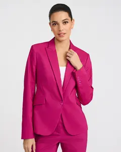 Express Editor Stretch Cotton Fitted One Button Blazer