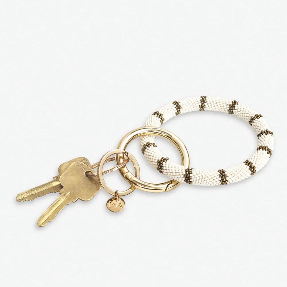 INK + ALLOY Chloe Stripe Key Ring Cream
