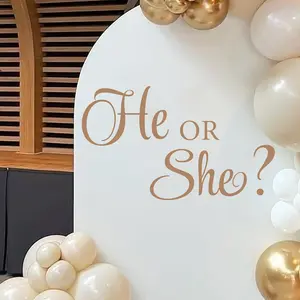 He or She Gender Reveal Decal - He or She Sign, Boy or Girl  Gender Party Theme Decorations,  Gender Sign, Gender Reveal Backdrop