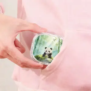 Bamboo Forest Tea-Drinking Panda Printed Retainer Box, Loss-Proof Portable Denture Storage Box, Outdoor Portable Orthodontic Retainer Case, Drop-Proof Scratch-Resistant Invisible Braces Box