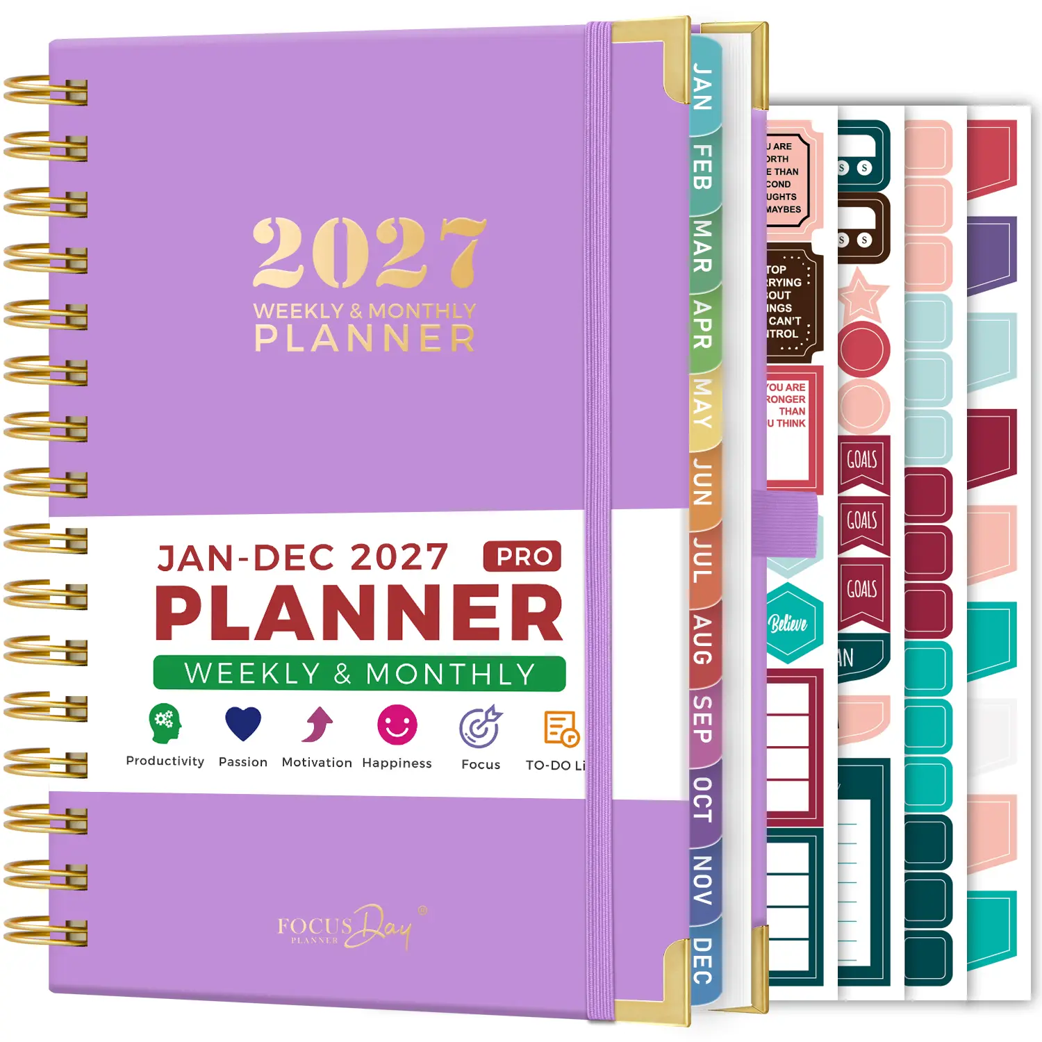 Planner Calendar 2027,  2027 Planner Weekly and Monthly from Jan 2027 to Dec 2027, with Ruler, 12 Monthly Tabs, 4 Stickers, Hardcover Appointment Book 2027 for Office Home School, 6.5" X 8.4"