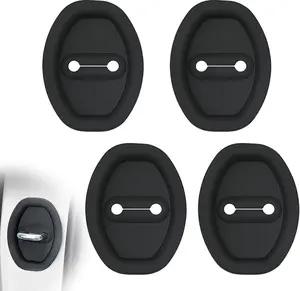 4PCS Upgraded Car Door Latch Guard Cover,Silicone Car Door Lock Cover for Car Door Protector and Noise Reduction,Universal Automotive Exterior Accessories (Black)