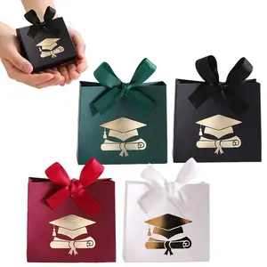 5-pack (1 set) Gold Hat Pattern Gift Bags - Suitable for Graduation Gifts, goodie bag，Candy Wrapping - School, Event Wrapping.
