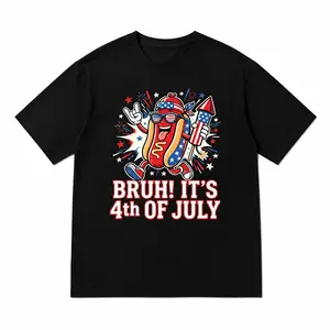 Funny 4th of July Hot Dog Shirt | BRUH It’s Independence Day Meme Graphic Tee | Patriotic USA Fireworks BBQ Party Unisex T-Shirt
