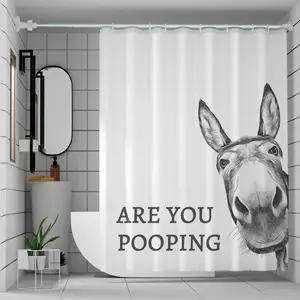 72"*72" Funny Donkey Shower Curtain with "Are You Pooping" Text - Durable Polyester Fabric - Bathroom Decor for Humorous Home, Funny Shower Curtain, Birthday Gift