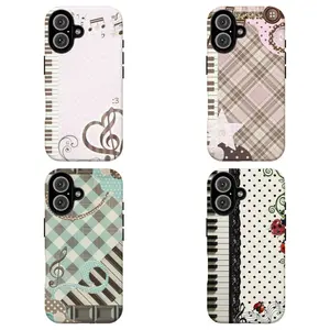 FL-Pink Polka Dot & Piano Key Phone Case,Polka Dot, Vintage Plaid & Music Note Phone Case,Lace & Ladybug Print Protective Cover For iPhone 11 12 13 14 15 16 17 Air Pro Max for Samsung S26 S25 S24 S23 S22 S21 Case,Gift for her/him