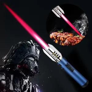 1 piece High temperature welding gun windproof strong red flame butane gas spray gun lighter safety lock switch kitchen lighter, outdoor windproof turbine torch jet ignition machine gun, camping BBQ welding supplies (excluding butane gas)