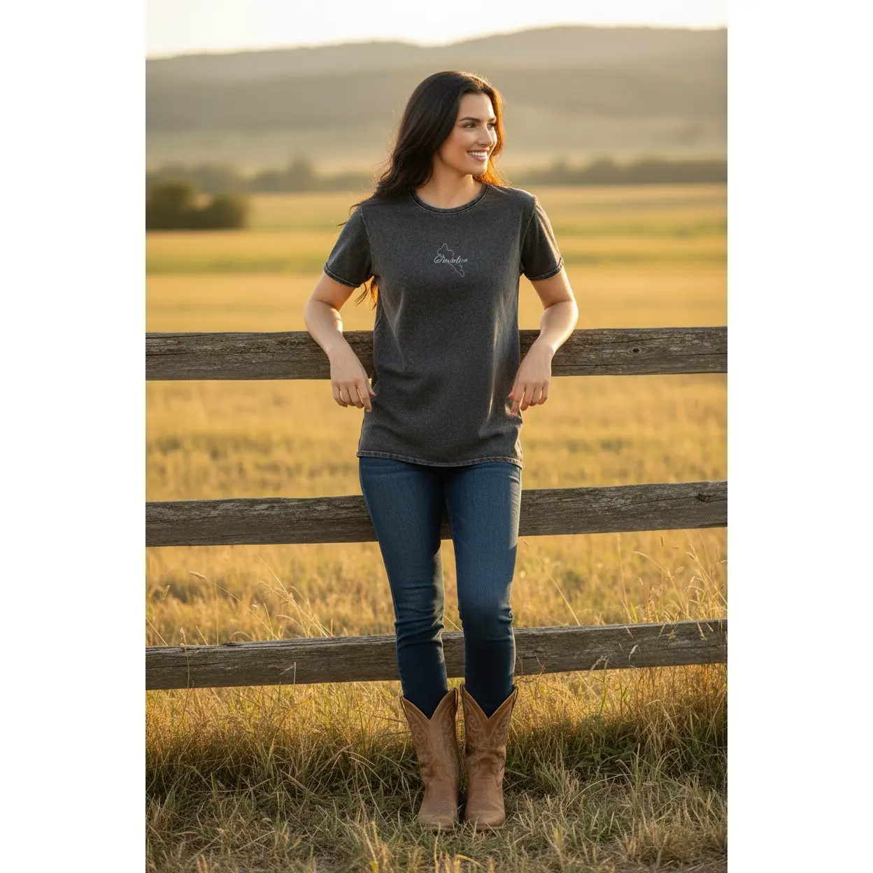 Sinaloa Unisex Denim T Shirt, S, Black
