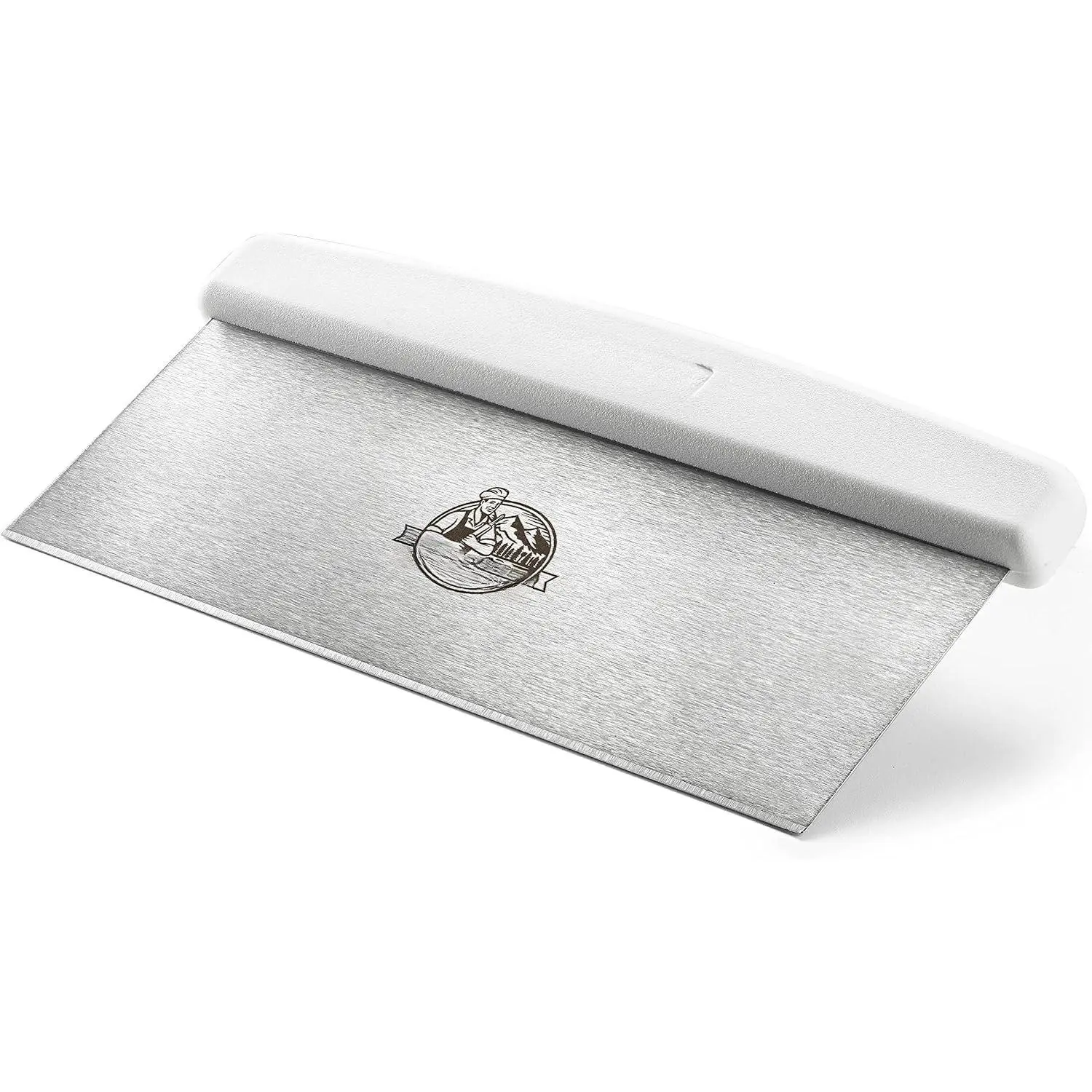 Large Bench/Dough/Cake Scraper, Icing Smoother Spreader, 10-inch Long Stainless Steel , with white Polypropylene Handle