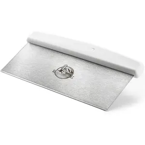 Large Bench/Dough/Cake Scraper, Icing Smoother Spreader, 10-inch Long Stainless Steel , with white Polypropylene Handle