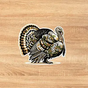 Camo Turkey Hunting Sticker, Woodland Camouflage Wildlife Decal, Outdoor Sportsman Graphic, Nature Adventure Sticker for Truck Car Tumbler Tackle Box Gear