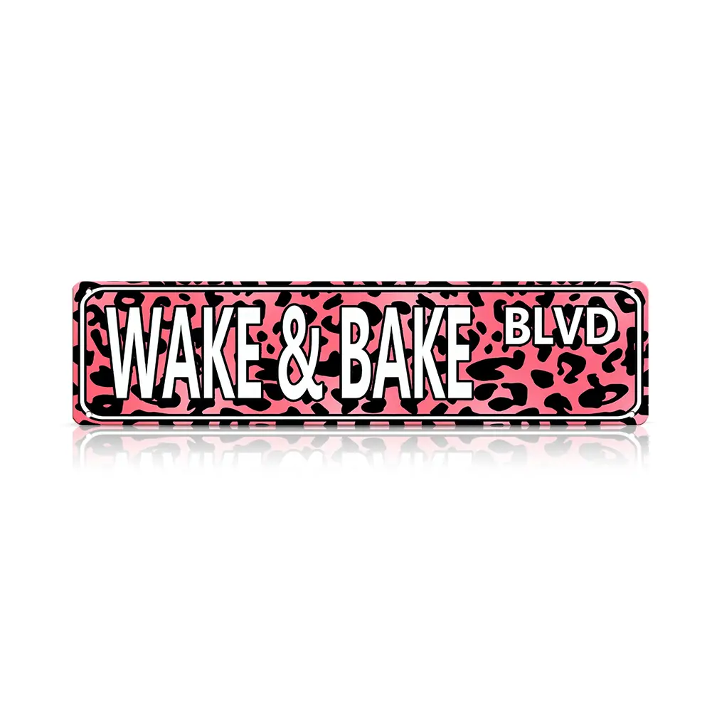 Wake & Bake Blvd Metal Tin Sign (16 x 4 Inch) – Funny Vintage Weed Marijuana Wall Art Decor, Slim Street Sign for Home Bar Cafe Garage Indoor/Outdoor, Humorous Gift for Mother’s Day, Father’s Day, Graduation & 4th of July | summervibes