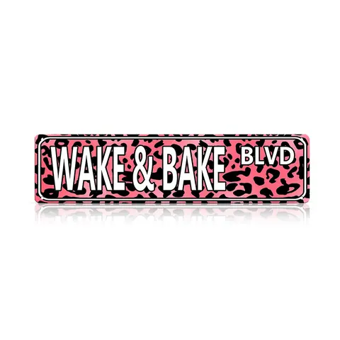 Wake & Bake Blvd Metal Tin Sign (16 x 4 Inch) – Funny Vintage Weed Marijuana Wall Art Decor, Slim Street Sign for Home Bar Cafe Garage Indoor/Outdoor, Humorous Gift for Mother’s Day, Father’s Day, Graduation & 4th of July | summervibes