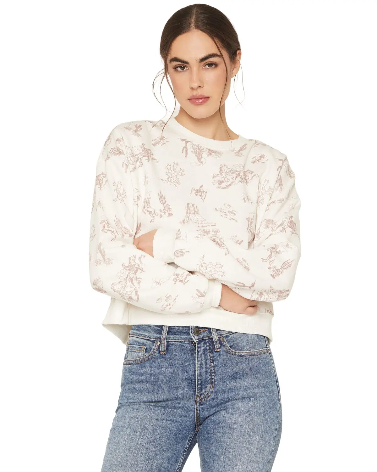 Originality Women's Women'S Conversational Print Crew Neck Sweatshirt - A3222m955jd