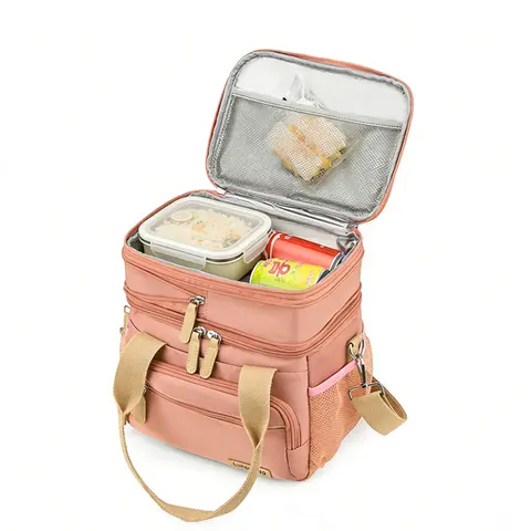 Women's 15L Leakproof Insulated Lunch Cooler Bag - EVA, Dual Compartment, 2 Front Zip Pockets, Warm/Cold Hold Adult Multifunctional Meal Prep Reusable Gym Work Bag