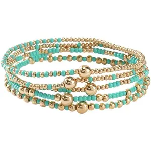 Bohemia Multilayer Beaded Bracelet Set, Turquoise Resin Colorful Surfer Heishi Style Elastic Spring Clasp Friendship Elastic Wristbands Summer Beach Boho Vacation Jewelry