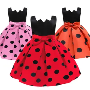Princess Dress For 2-10Y Girls Wave Point Print 5T Bow Full Dress Performance One Piece Party Dress ZT-8046